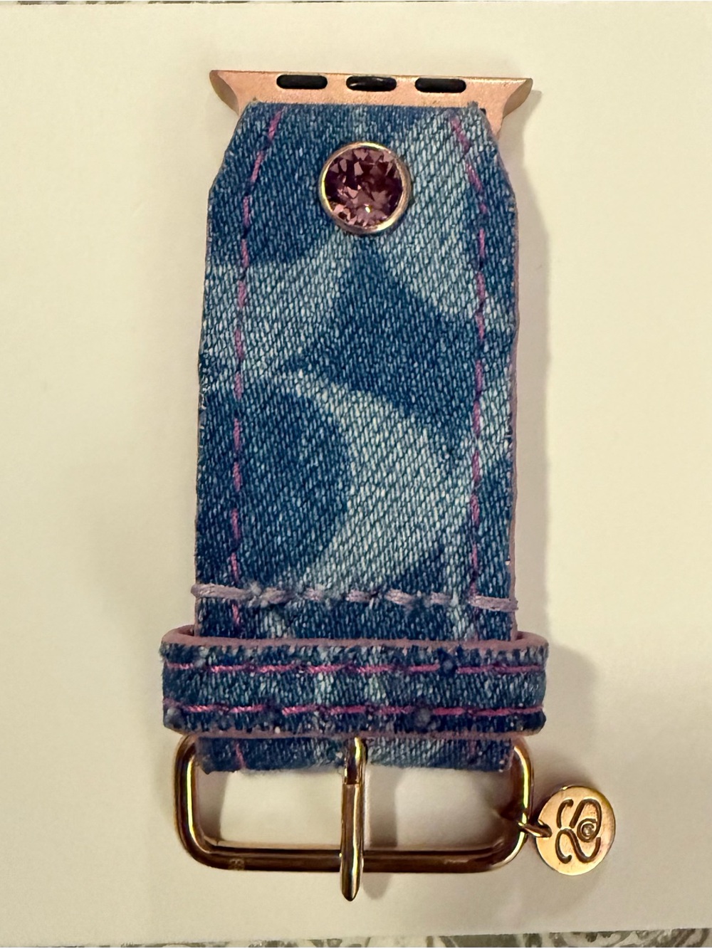 Spark*l Bands Size 2 Coach Denim Watchband lined in Tulip - Picture 4 of 6